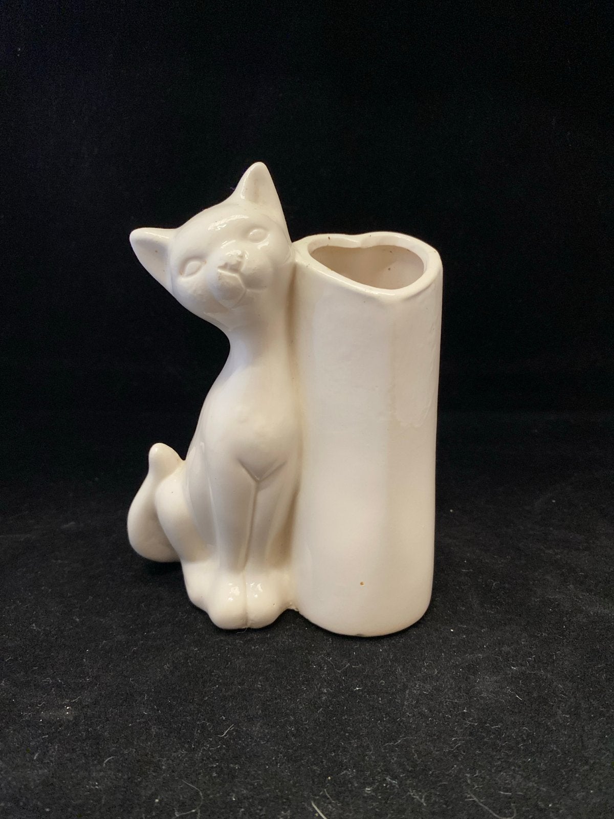 Vintage Kattenvaasje / Penhouder - Wit Keramiek, Antiek en Kunst, Ophalen of Verzenden