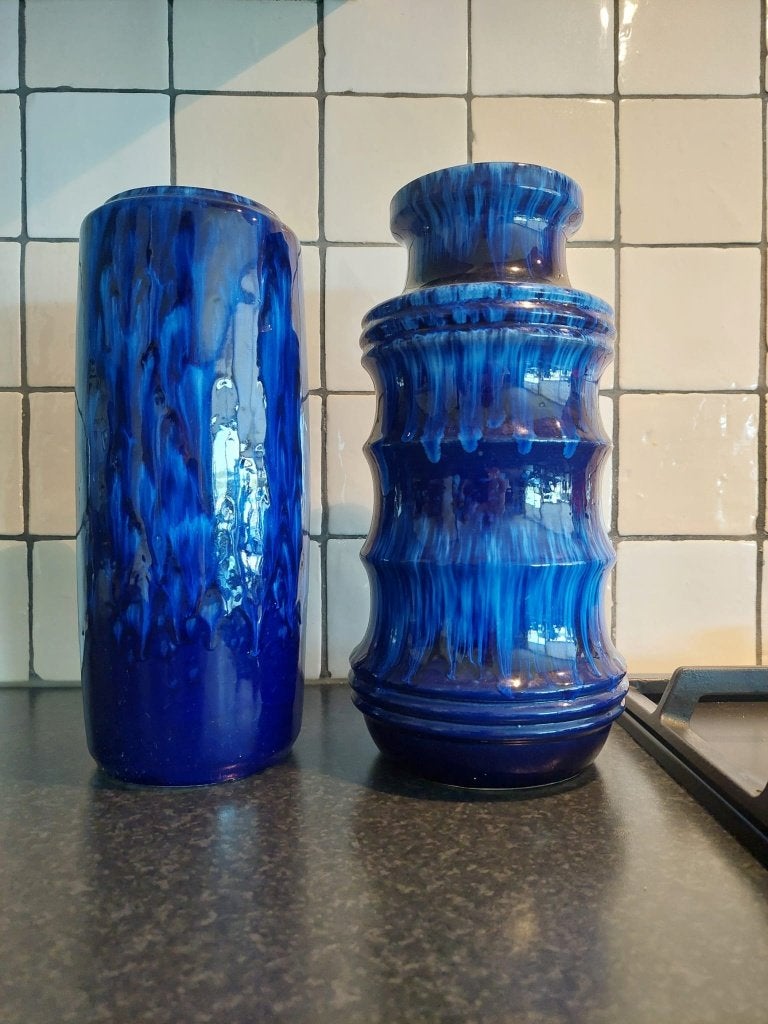 SCHEURICH blauwe vazen als nieuw !!, Antiek en Kunst, Antiek | Vazen, Ophalen