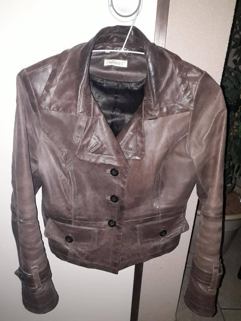 leren jas bruin (40) dames, Ophalen of Verzenden, Zo goed als nieuw, Maat 38/40 (M), Bruin