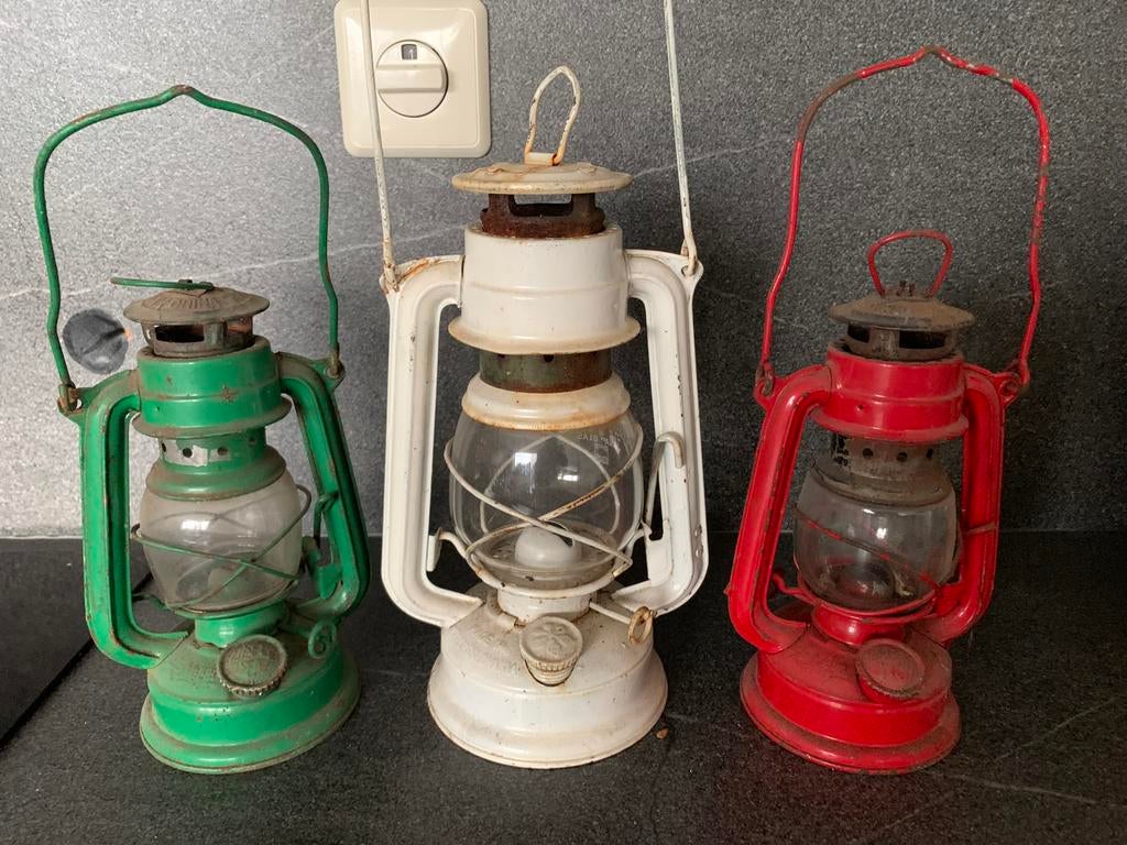 3 vintage olielampen .Stormlampen, Antiek en Kunst, Antiek | Lampen, Ophalen of Verzenden