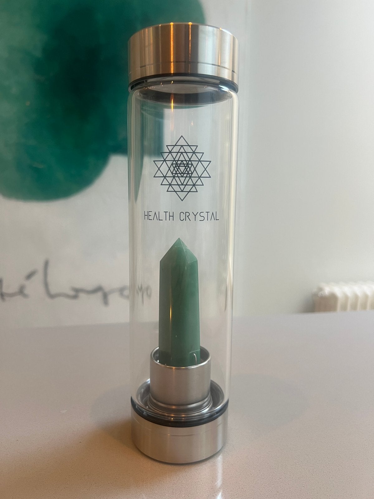 Health crystal waterfles met groene fluoriet, Ophalen of Verzenden, Zo goed als nieuw, Overige typen