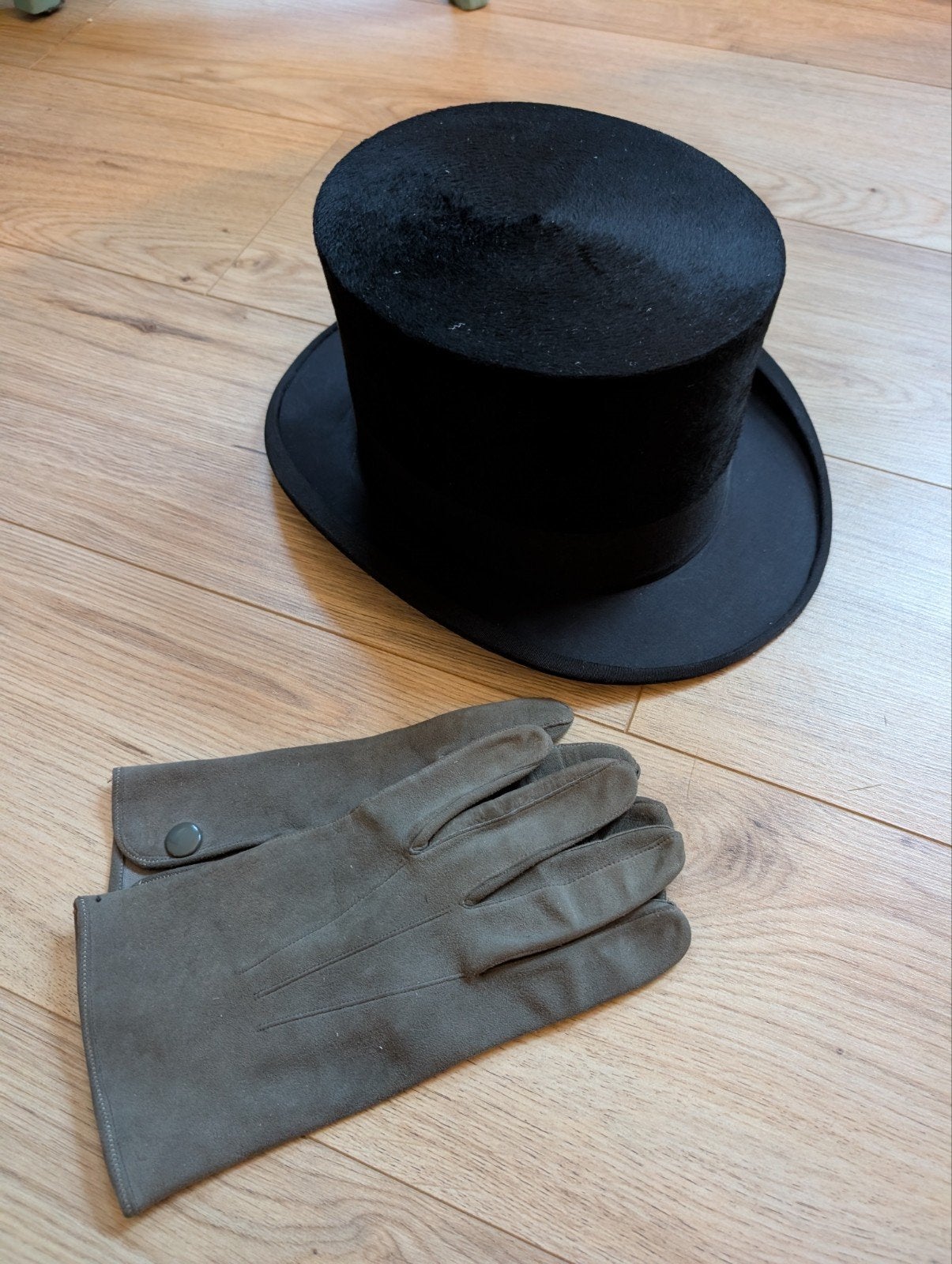 Antieke Hoge Hoed mt 58 met Handschoenen en Originele Doos, Ophalen of Verzenden, Heren, Empire Super Quality