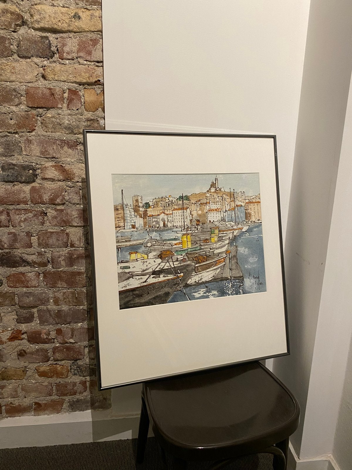 Set van 3 ingelijste aquarellen - Zeegezichten, Ophalen, 50 – 75, Zo goed als nieuw, Schilderij