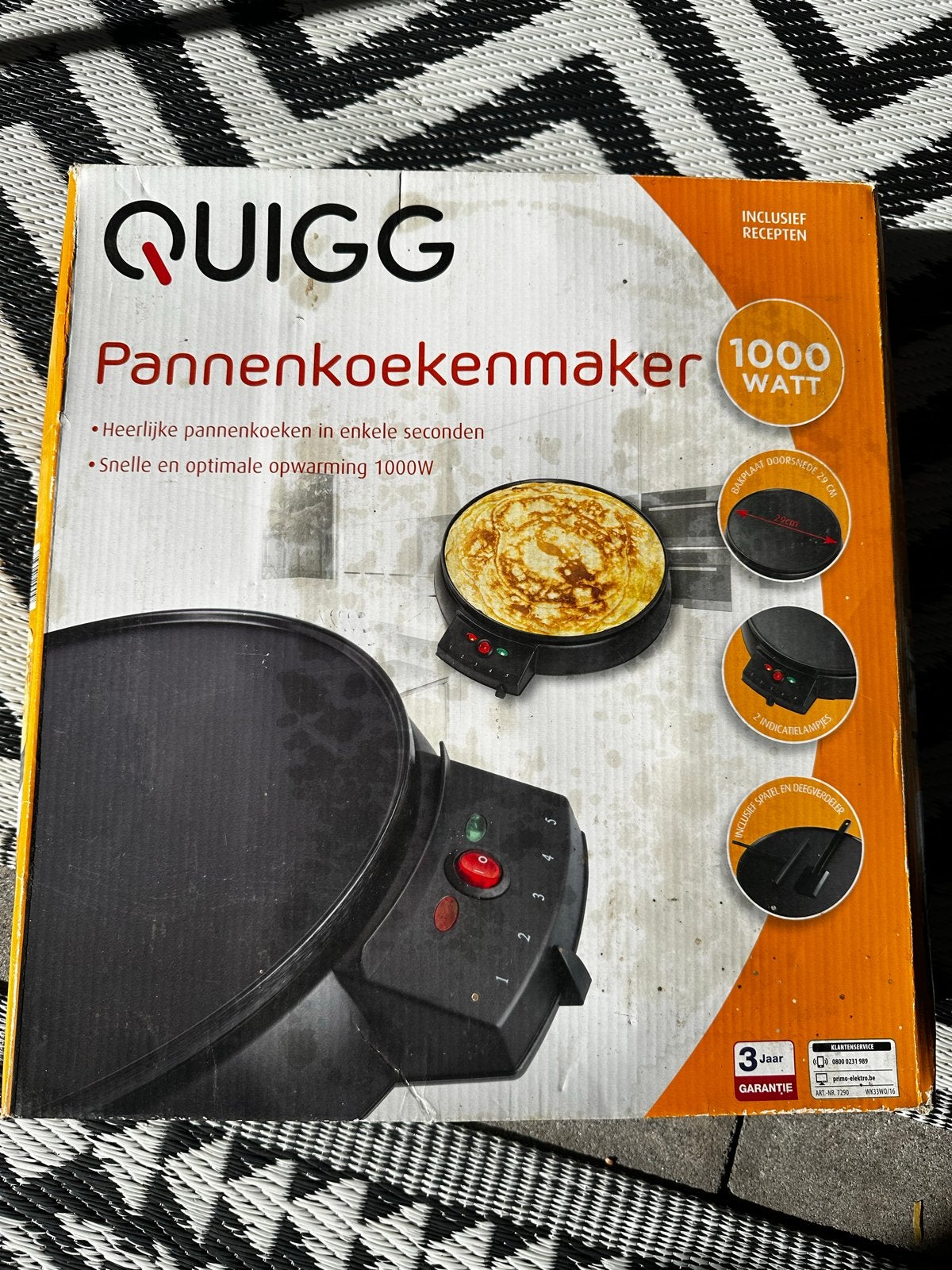 Quigg Pannenkoekenmaker 1000W, Witgoed en Apparatuur, Ophalen, Zo goed als nieuw