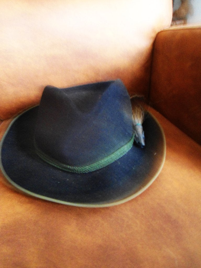 Vintage vilten herenhoed met groen touw en Gamsbart, Ophalen, Zo goed als nieuw, 58 of 59 cm (L, 7¼ of ⅜ inch), Hoed