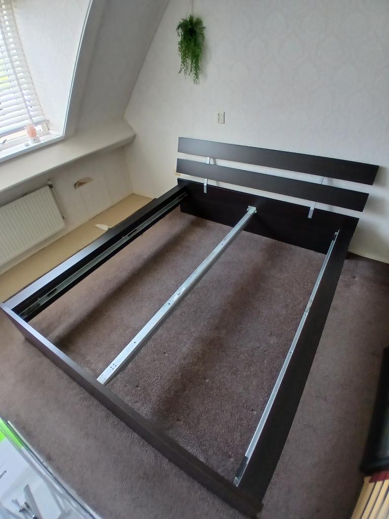Ikea Höpen bed 160 cm. / 200 cm., Huis en Inrichting, Slaapkamer | Bedden, Ophalen, Gebruikt, Zwart, Tweepersoons