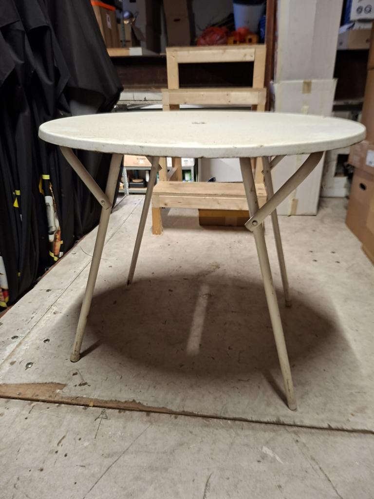 Opklapbare terras tafel 12 stuks, Ophalen, Rond, Metaal