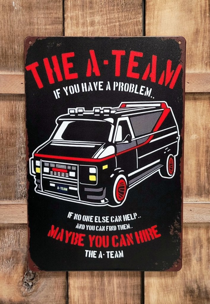 The A-Team GMC-Vandura bus reclamebord van metaal wanddeco, Verzamelen, Info@deconoord.nl, Deco Noord, Poster, Nieuw