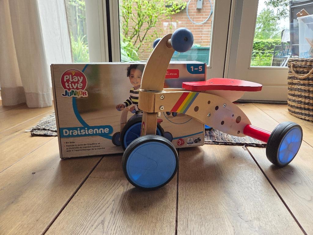 Houten loopfietsje, Kinderen en Baby's, Speelgoed | Houten speelgoed, Ophalen, Gebruikt, Rij- of Hobbelspeelgoed