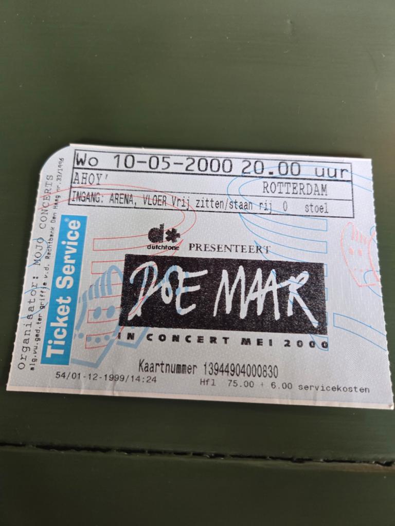 Concertkaart Doe Maar 10 mei 2000 Ahoy Rotterdam, Ophalen of Verzenden, Zo goed als nieuw, Overige typen