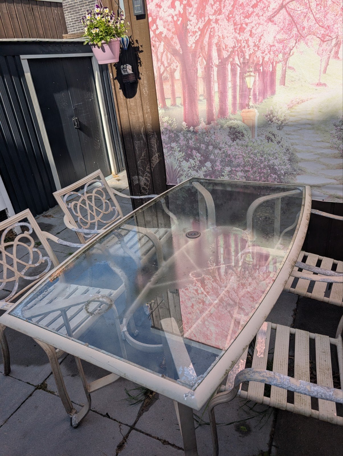 Gietijzeren tuinset, Tuin en Terras, Ophalen, Gebruikt, Eettafel, Tuinset