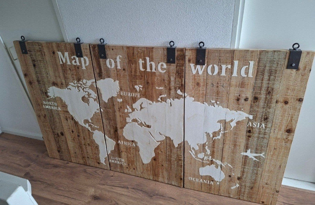 Houten Wereldkaart Wanddecoratie - Uniek Design, Ophalen, Hout, Nieuw, Wandbord of Wandpaneel