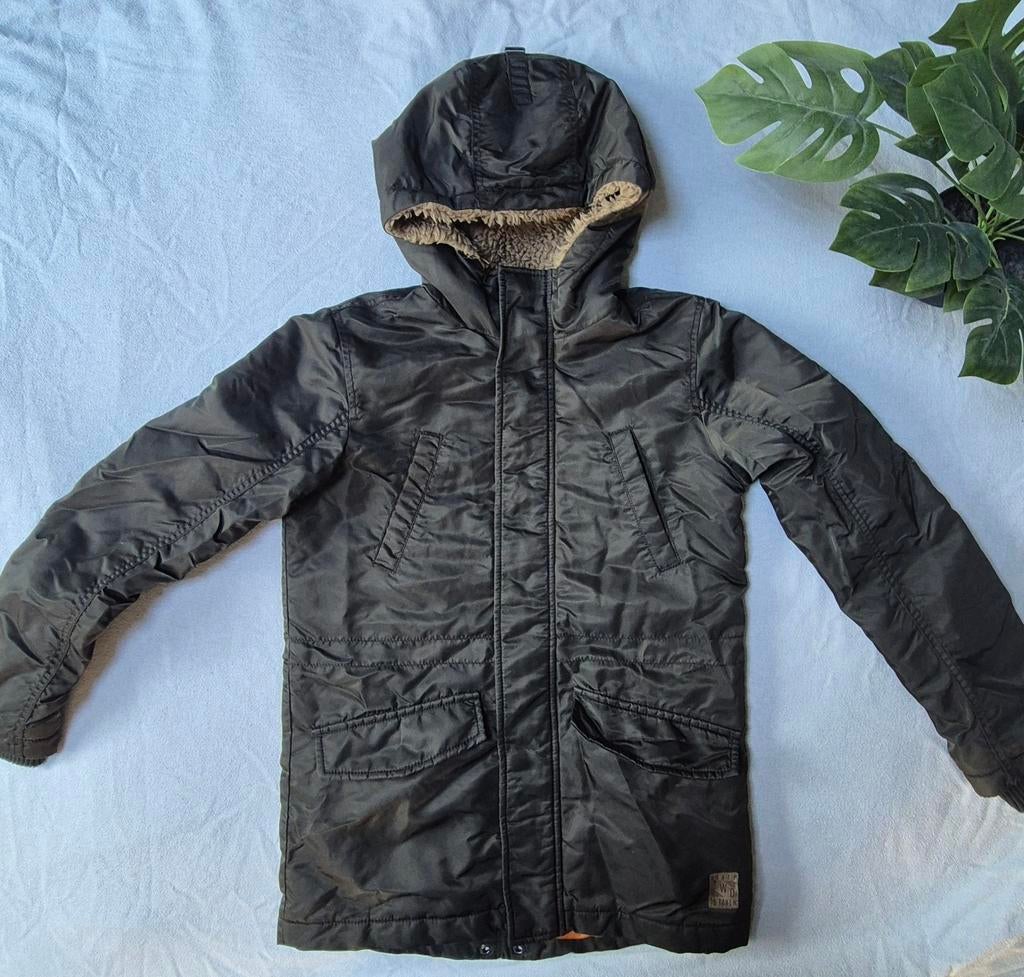 WE Fashion Winterjas Parka - Maat 146-152 - Donkergroen ZGAN, Ophalen of Verzenden, Zo goed als nieuw, Jas, Jongen