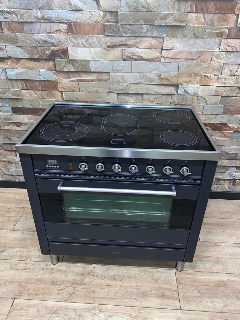 Luxe Boretti keramisch Fornuis 5 zones antraciet 90 cm, 60 cm of meer, Fornello Esperta, Grill, Ophalen of Verzenden