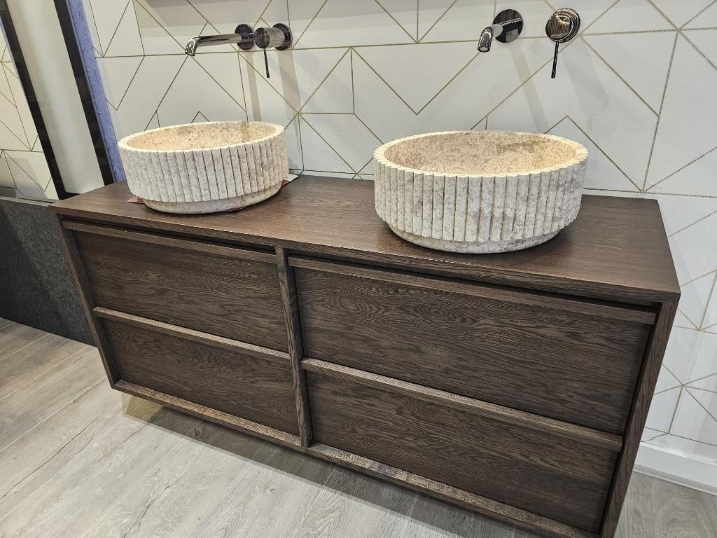 Rock! Massief Eiken Houten Badmeubel 140cm tbv waskom!, 100 tot 150 cm, Nieuw, Ophalen of Verzenden, Minder dan 100 cm