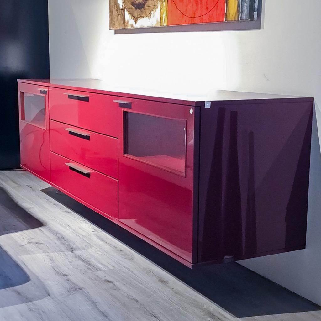 Musterring Dressoir Kara Rood Hoogglans, Ophalen, Nieuw, 200 cm of meer, Modern