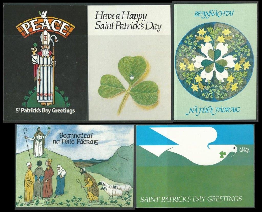 IERLAND 1984-86 5 verschillende St. Patrick's Day Postcards., Verzenden, Ierland, Postfris