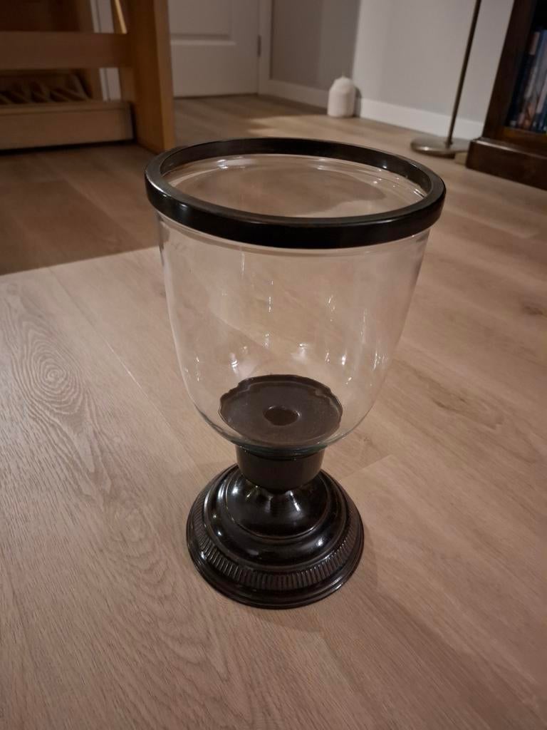 Net bronskleurig windlicht, Ophalen of Verzenden, Zo goed als nieuw, Metaal, Kandelaar