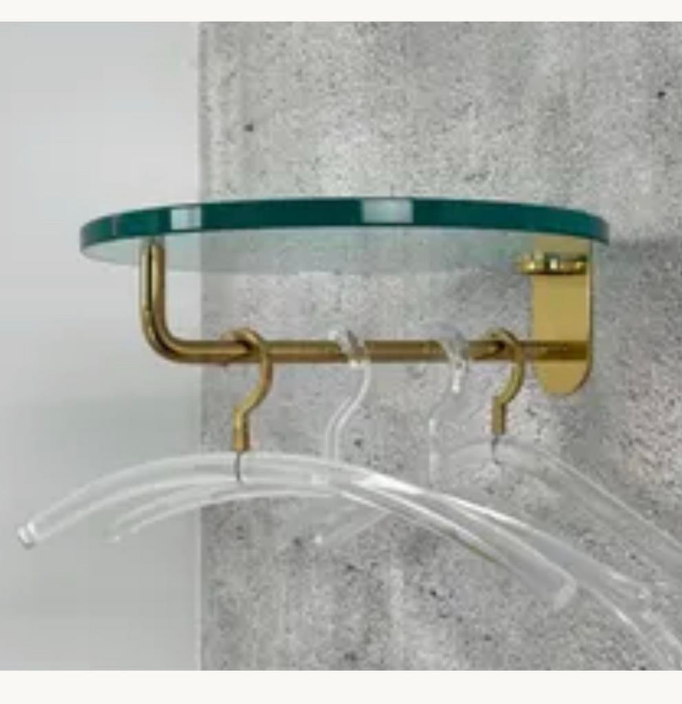2 Stijlvolle Schönbuch Frisbi Wandkapstokken met Glasplank, Wandkapstok, Gebruikt, Ophalen of Verzenden, Glas