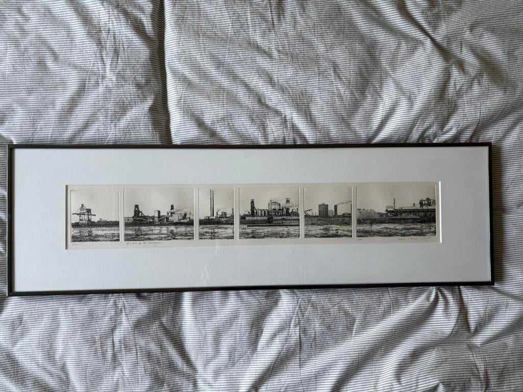 Ets Wim van der Meij Gezicht op de Hoogovens 1985, Antiek en Kunst, Ophalen