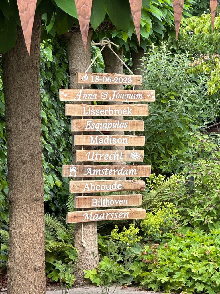Wegwijzers Bruiloft / Bruiloft decoratie, Ophalen of Verzenden, Zo goed als nieuw, Versiering, Geboorte of Huwelijk