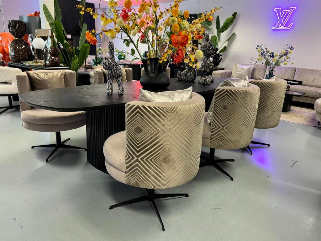 Luxe Velvet Draaibare Eetkamerstoel Shelly Custom NEW UNIEK, Overige kleuren, Info@oosterbaanwonen.nl, Venus 31 8448CE Heerenveen
