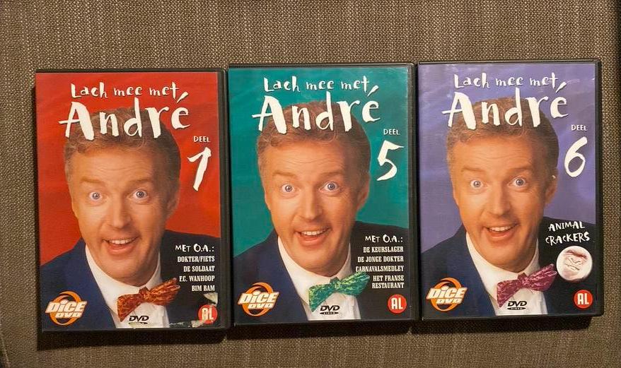 Lach mee met André - Deel 1 & 5 & 6 dvd, Alle leeftijden, Ophalen of Verzenden, Zo goed als nieuw, Tv-programma of Sketches