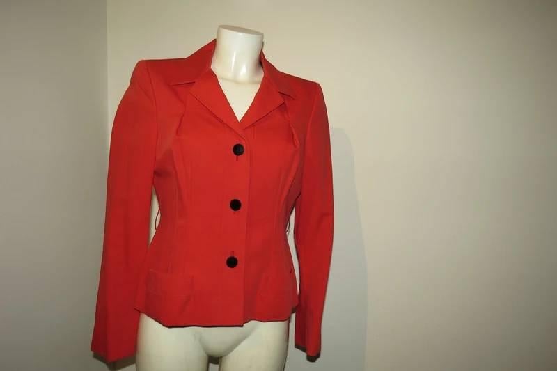 Gucci rode blazer zwarte merk knopen structuur stof IT 44, Maat 38/40 (M), Ophalen of Verzenden, Jasje, Rood