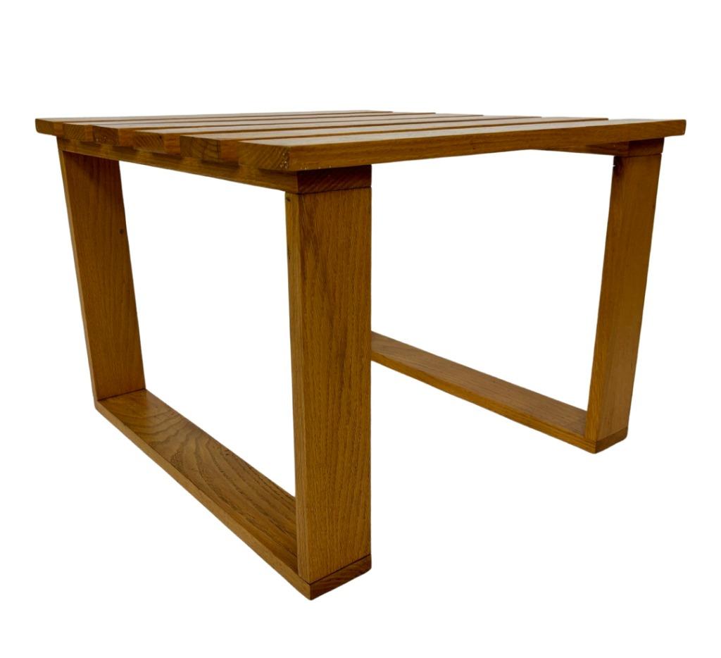 Vintage latten salontafel bijzettafe jaren 70 eiken slatted, Ophalen, Gebruikt, 50 tot 100 cm, Eikenhout
