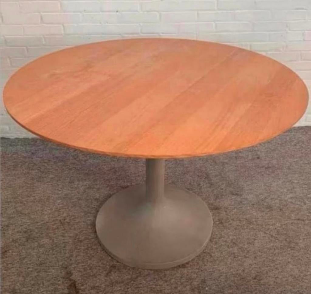 Tafel vintage ronde berkenhouten tulpvoet eettafel knoll, Ophalen of Verzenden