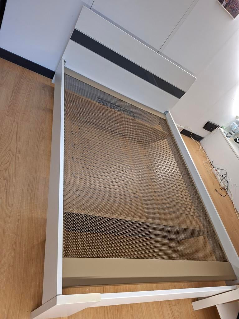 Tweepersoonsbed met Auping spiraalbodem., Huis en Inrichting, Slaapkamer | Bedden, Ophalen, Gebruikt, Wit, Tweepersoons