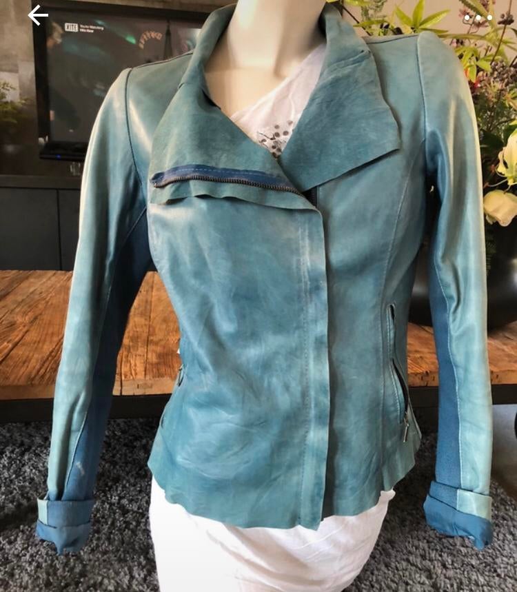 Cigno Nero blauw leren jasje S, Ophalen of Verzenden, Zo goed als nieuw
