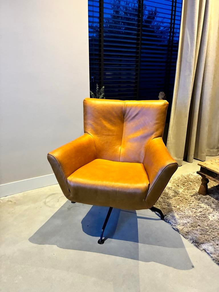 Leren draaibare fauteuil Jake van Bree's New World, Ophalen, Zo goed als nieuw, Leer, 75 tot 100 cm