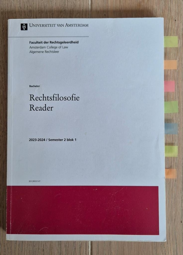 Rechtsfilosofie Reader UvA 2023-2024, Ophalen of Verzenden, Alpha, Zo goed als nieuw, WO