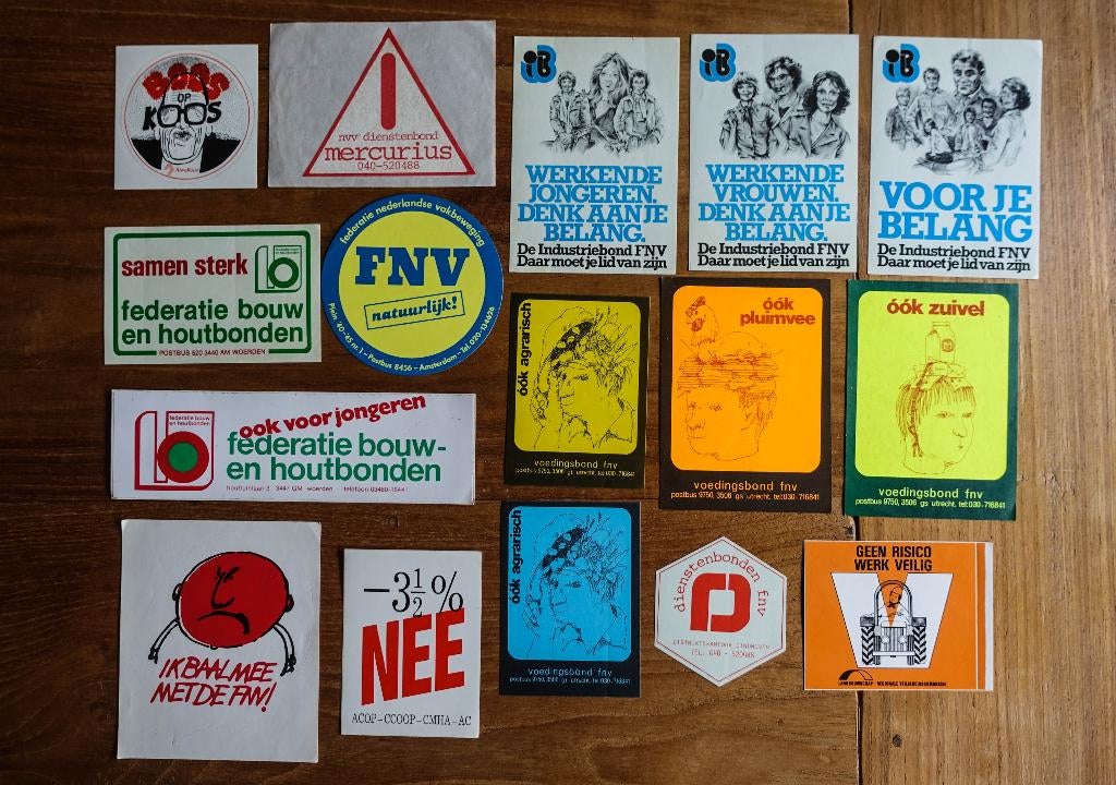 partij stickers - vakbonden, Ophalen of Verzenden
