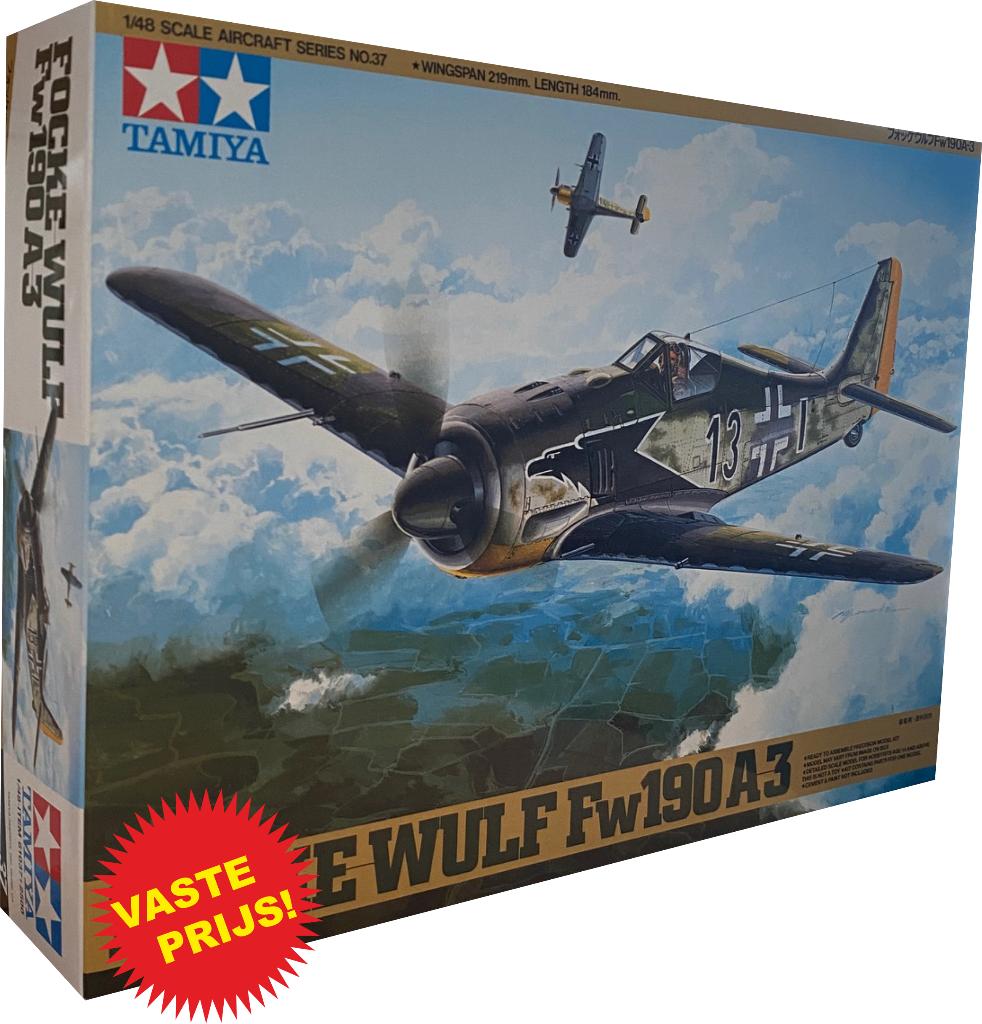 Focke Wulf Fw190A3 (Tamiya 61037) 1/48, Hobby en Vrije tijd, Modelbouw | Vliegtuigen en Helikopters, Overige merken, Nieuw, Ophalen of Verzenden