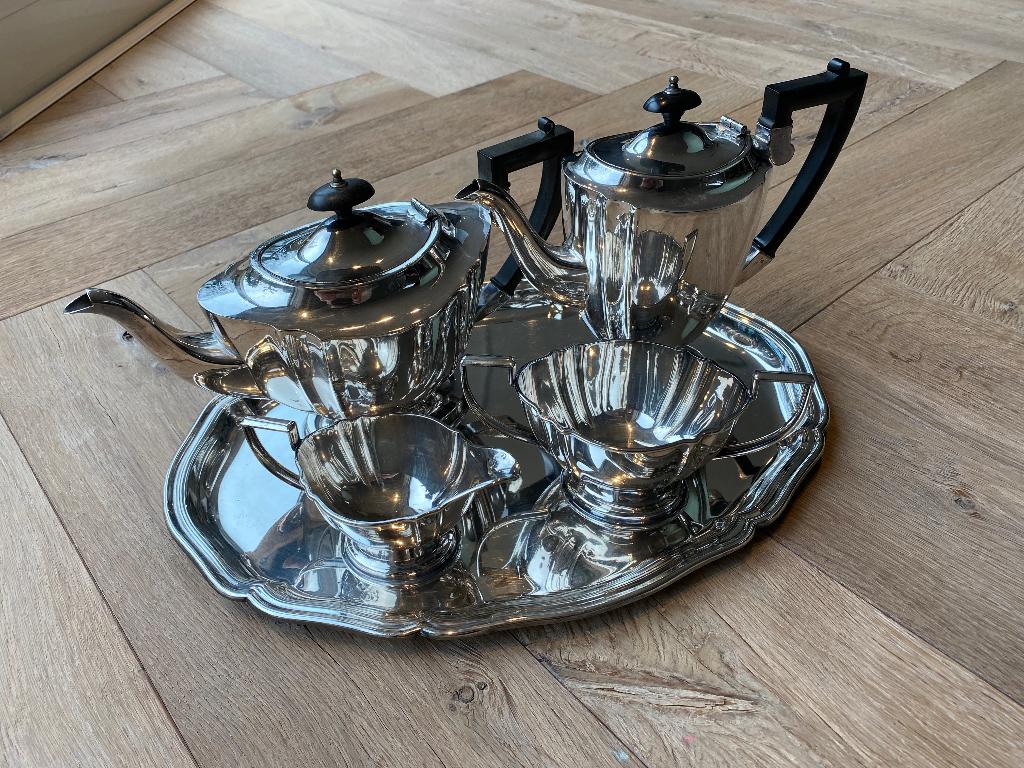 Chippendale – 5 Delig verzilverd koffie/thee servies – EPNS, Ophalen