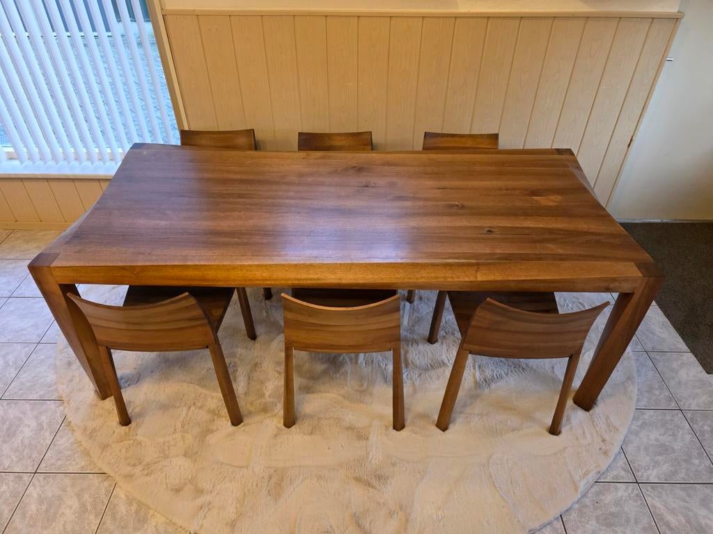 Artisan Torsio design tafel + 6x Artisan Torsio stoelen, Ophalen of Verzenden