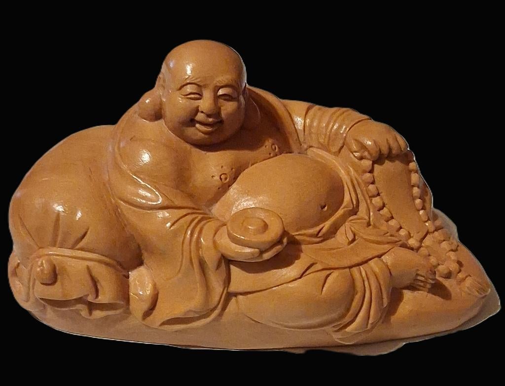 Vintage Buxus houten Boeddha netsuke, Verzenden, Gebruikt