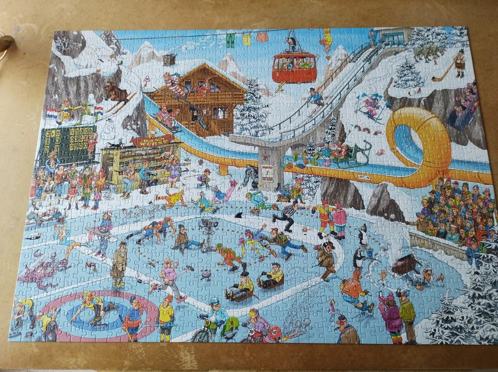 Jan van Haasteren de Winterspelen 1000 stukjes, Ophalen of Verzenden, 500 t/m 1500 stukjes, Zo goed als nieuw