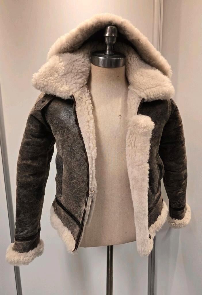 Dames lammy coat pilotenjas - maat XXS - lamsleer lamsvacht, Ophalen of Verzenden, Gedragen, Bruin