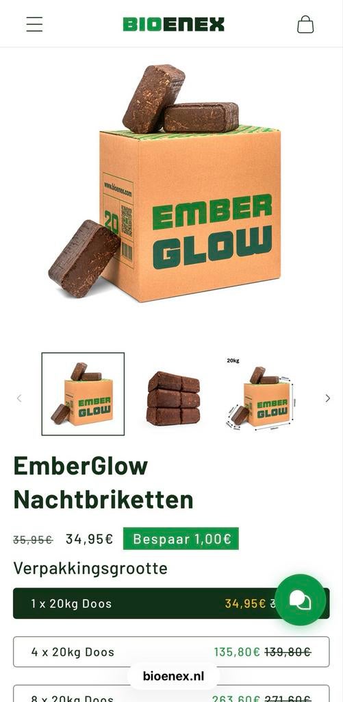 Ember Glow nachtbriketten. Nieuw in doos, Tuin en Terras, Haardhout, Minder dan 3 m³, Ophalen