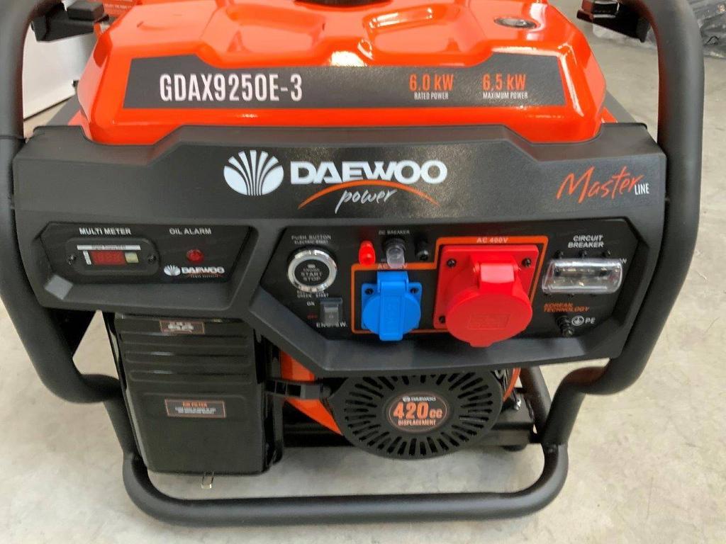 Daewoo GDAX9250E-3 Generator 6.5 kW, Ophalen, Elektrisch startend, Benzine, Nieuw