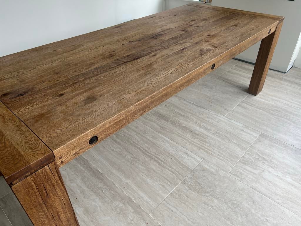 Massief Eiken Eettafel - 240cm x 100cm, Huis en Inrichting, Tafels | Eettafels, Ophalen, Gebruikt, 100 tot 150 cm, Eikenhout