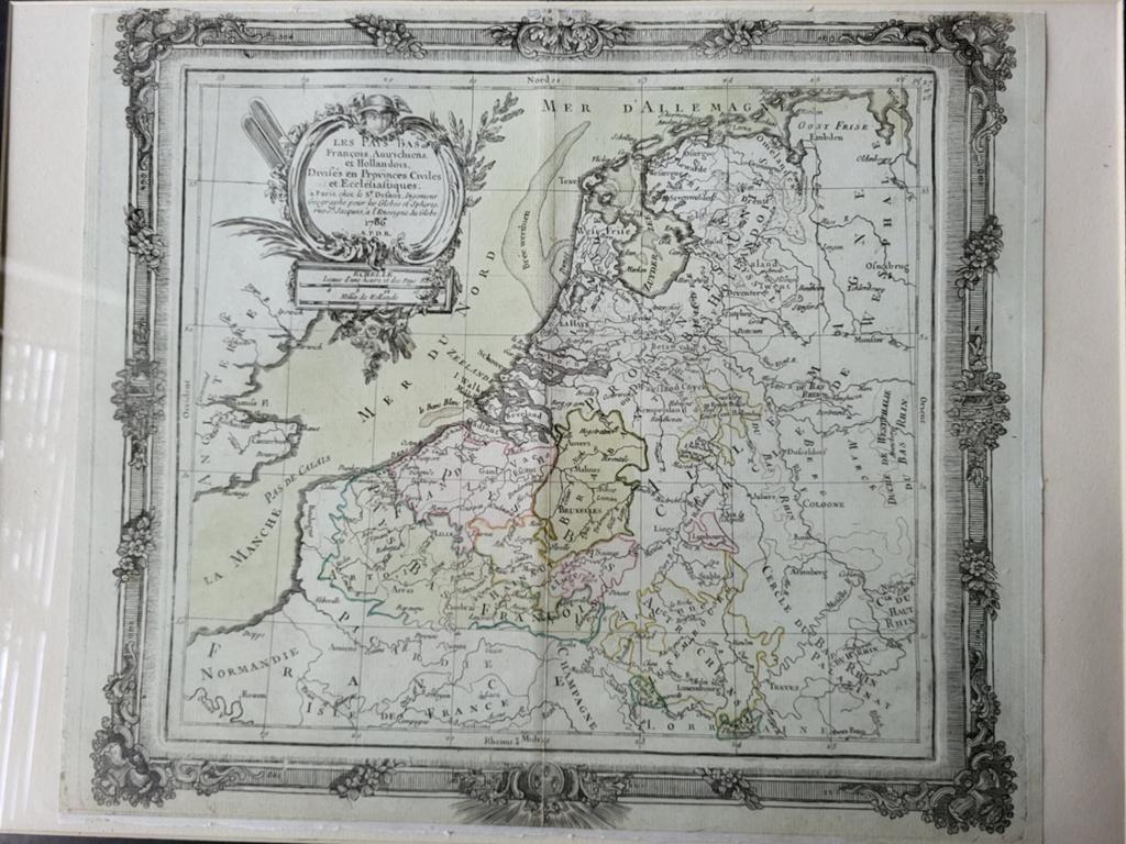 Deels ingekleurde kopergravure Nederland, 18e eeuw, Antiek en Kunst, Kunst | Etsen en Gravures, Cartografie, Ophalen of Verzenden