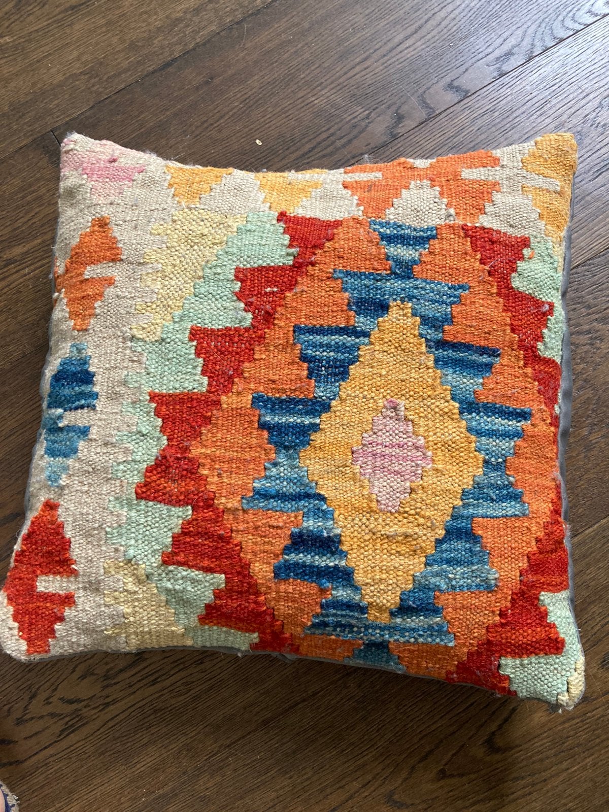 Kussen, hand geknoopt, Huis en Inrichting, Stoffering | Tapijten en Kleden, Ophalen, Minder dan 50 cm, Vierkant, Minder dan 50 cm