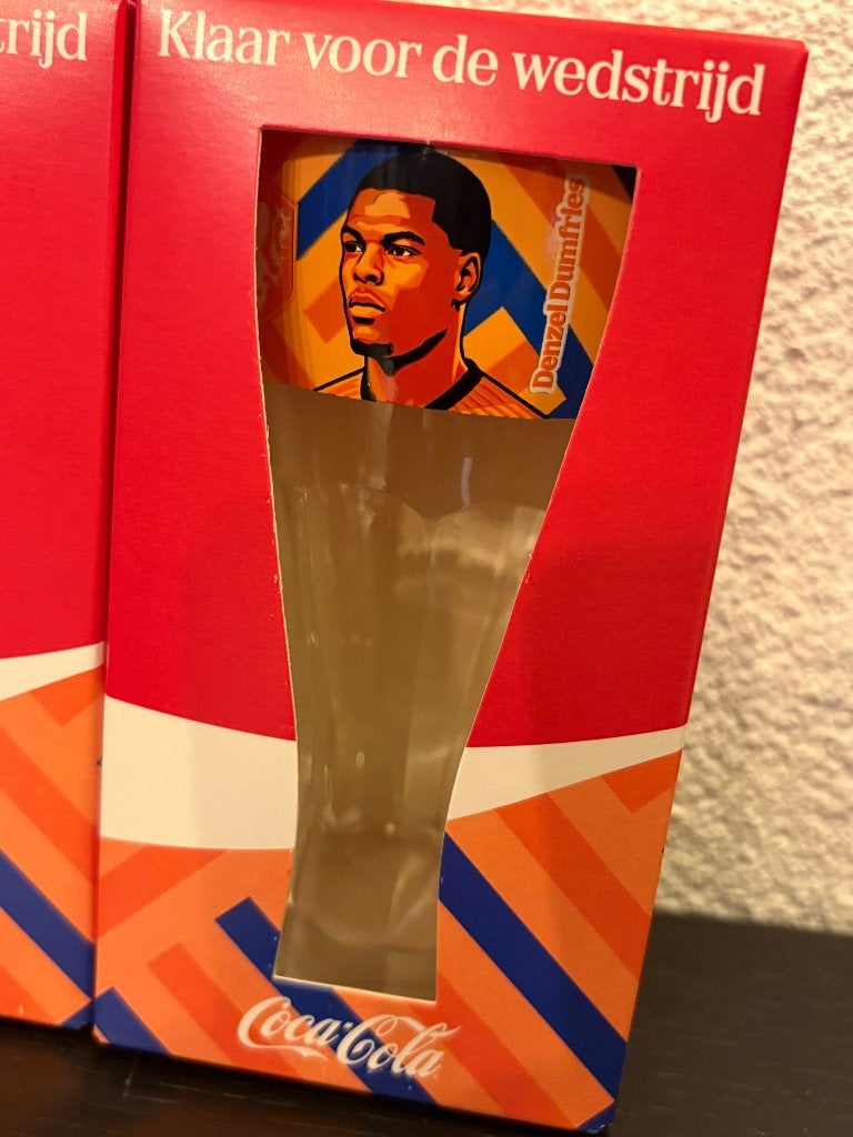 Denzel Dumfries Coca Cola limited edition glas, Verzenden, Nieuw, Frisdrankglas