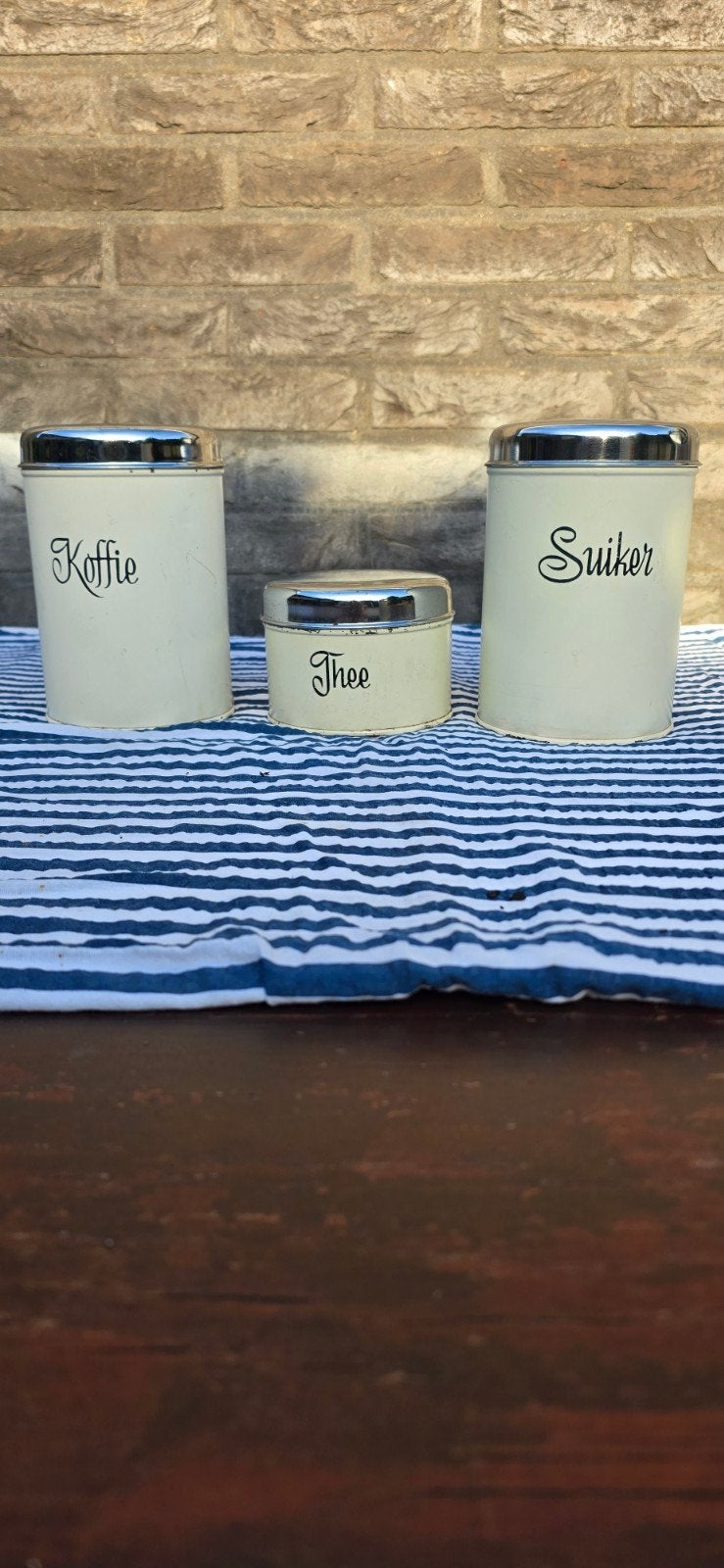 Vintage voorraadblikken set: Koffie, Thee, Suiker, Antiek en Kunst, Ophalen of Verzenden