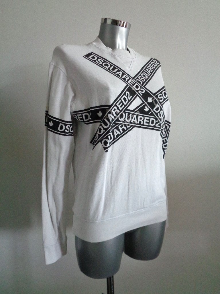 Dsquared2 sweater logo maat medium origineel, Maat 38/40 (M), Verzenden, Wit, Dsquared2