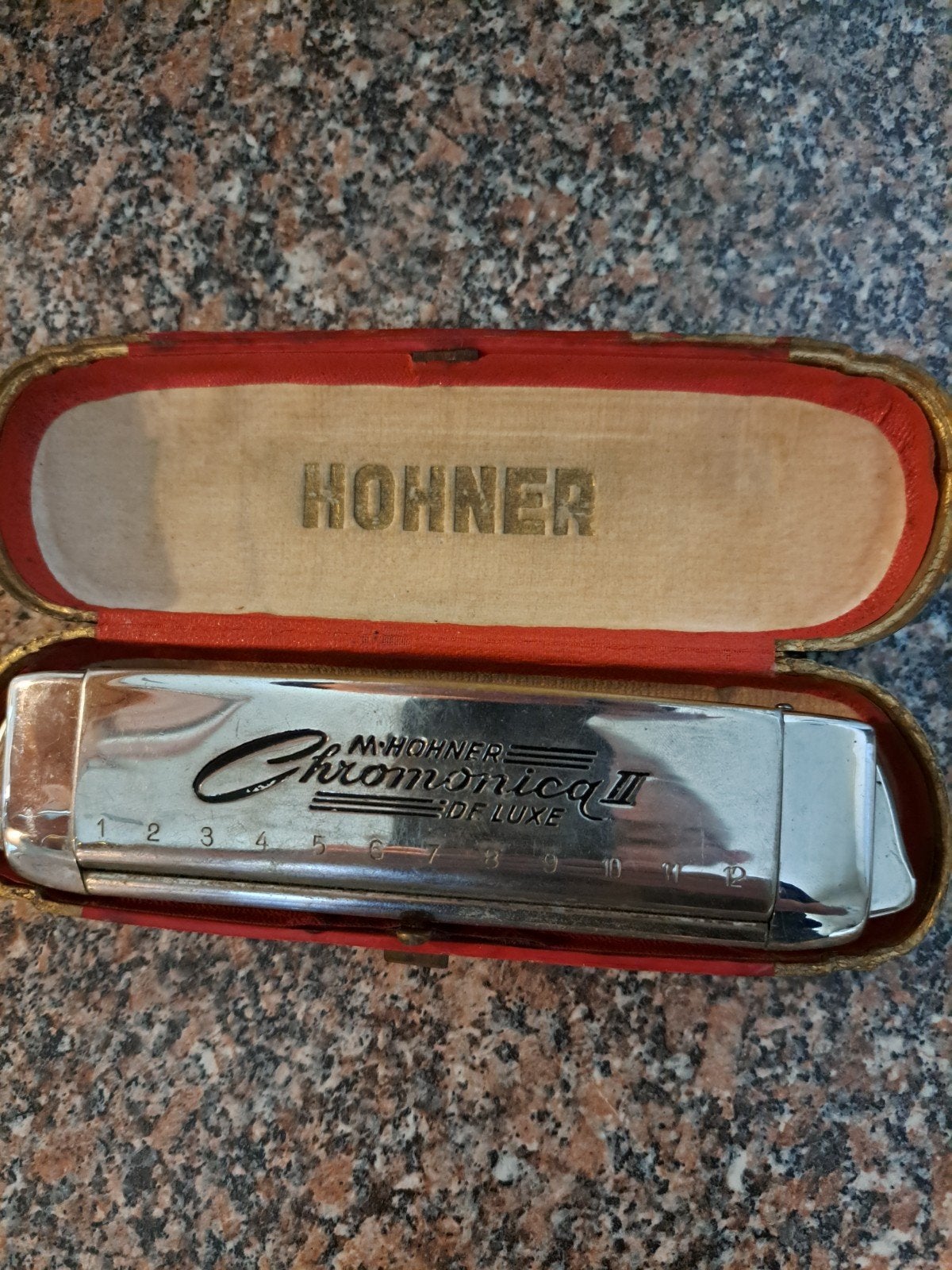 Hohner Chromonica II De Luxe mondharmonica met koffer, Ophalen of Verzenden